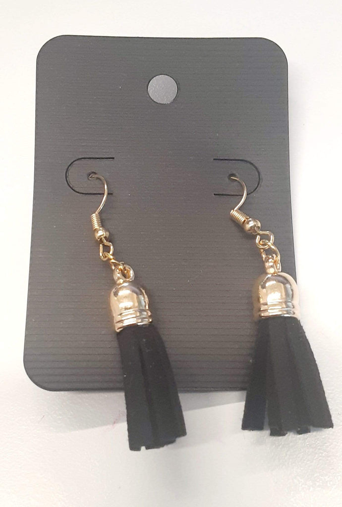 Elle Shanell Black Small Tassel Earrings