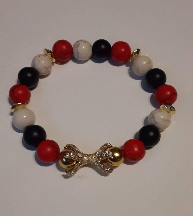 Elle Shanell Cream, Black and Red Men's Cream and Red Bracelet