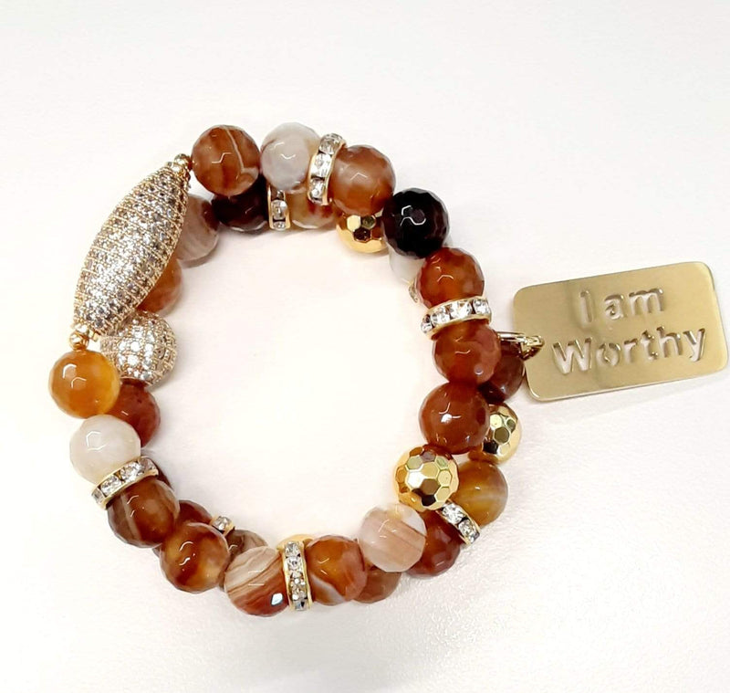 Elle Shanell Gold and Tan I am Worthy Bracelet
