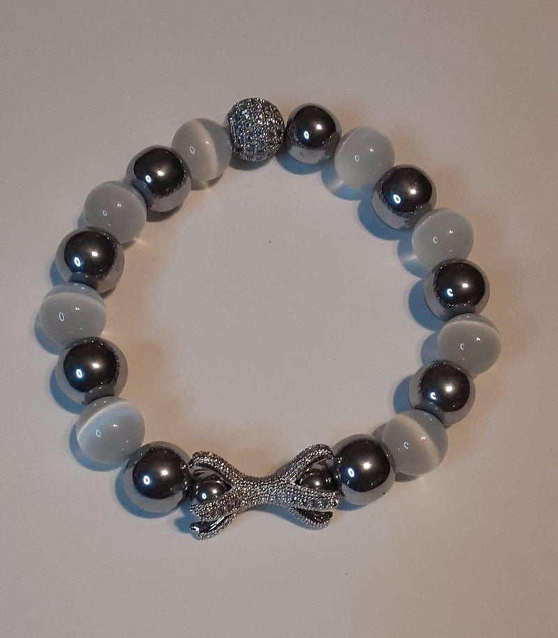 Elle Shanell Men's Silver and White Bracelet