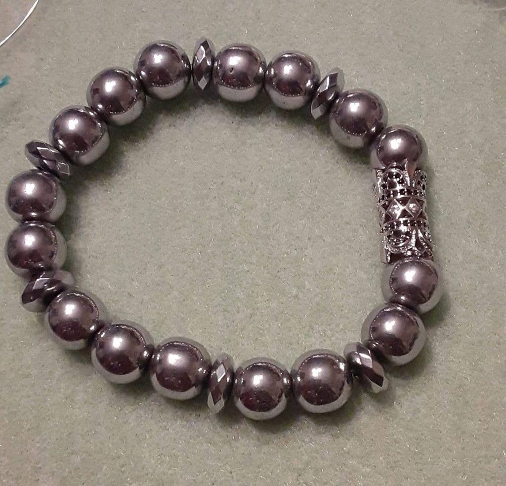 Elle Shanell Men's Silver Bead Bracelet