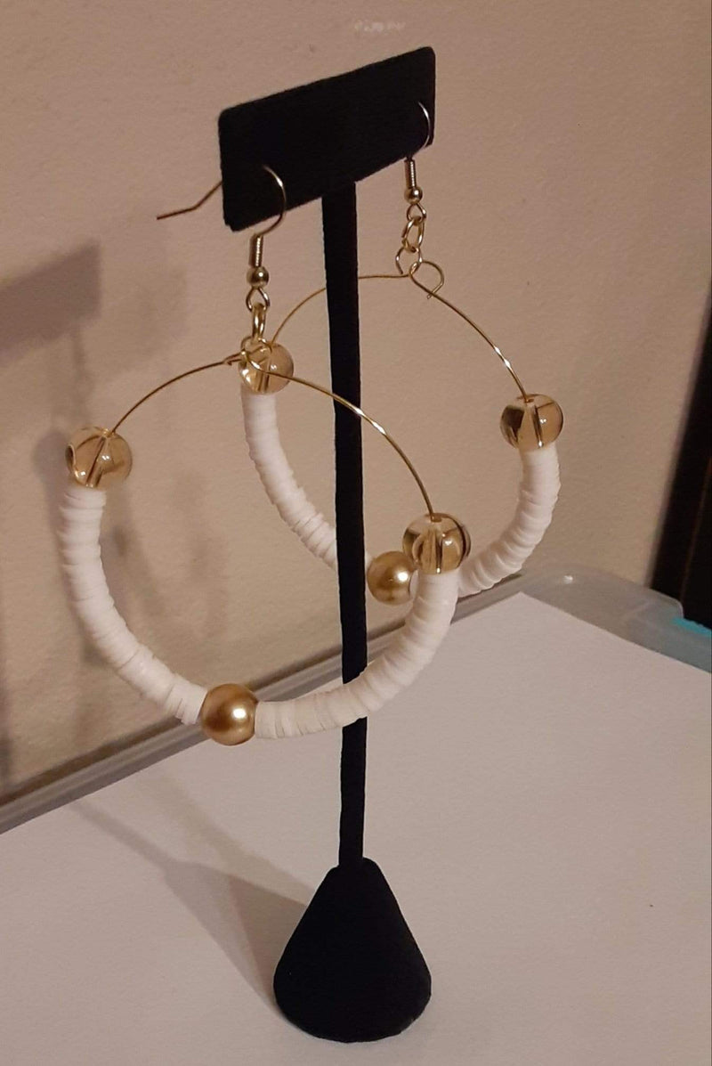 Elle Shanell White Clay Beads Hoop Earrings