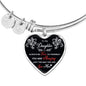 ShineOn Fulfillment Jewelry Heart Pendant Silver Bangle / No To My Daughter Bangle