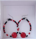 Elle Shanell Black and Red Beaded Earrings