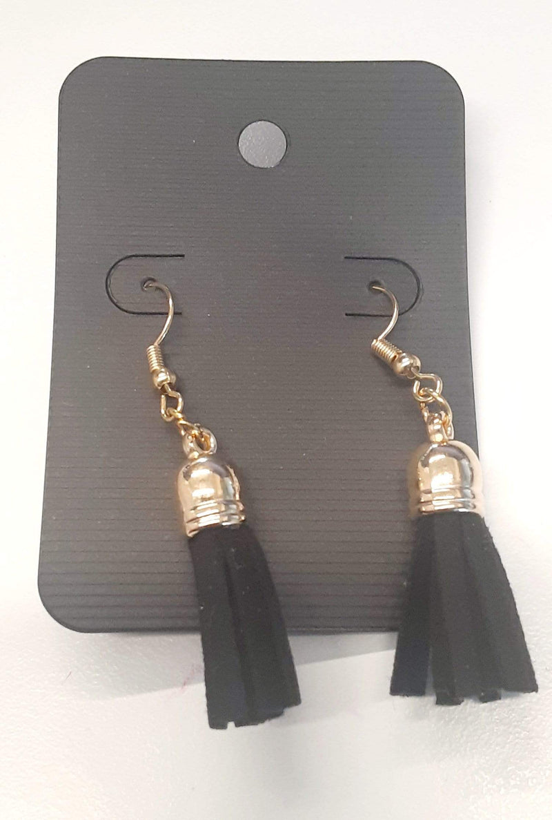 Elle Shanell Black Small Tassel Earrings
