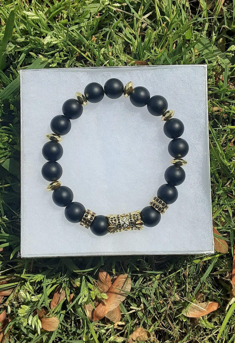 Elle Shanell Men's Black and Gold Bracelet