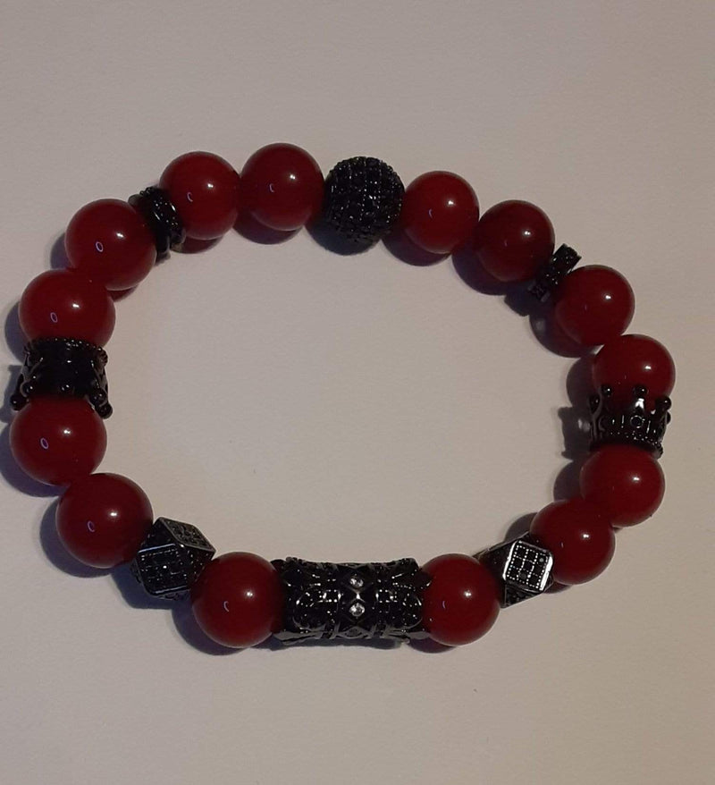 Elle Shanell Men's Burgundy and Black Bracelet