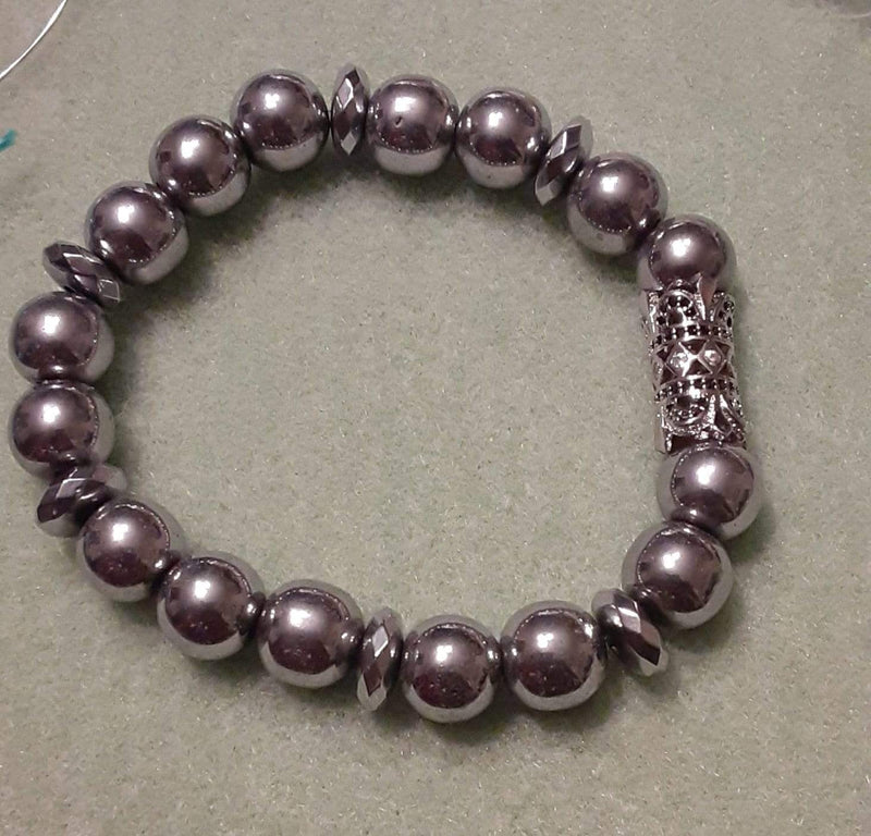 Elle Shanell Men's Silver Bead Bracelet