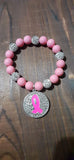Rhinestone Ribbon Breast Cancer Awareness Bracelet