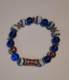 Elle Shanell Rose Gold and Blue Men's Blue and White Bracelet