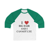 Printify Long-sleeve White/ Kelly / S Big Hair Baseball Shirt